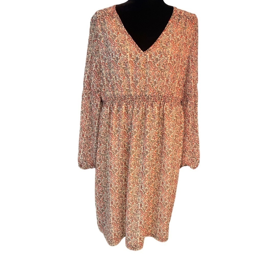 Gap Maternity neck floral print boho dress in paisley milk size Large - Picture 4 of 9